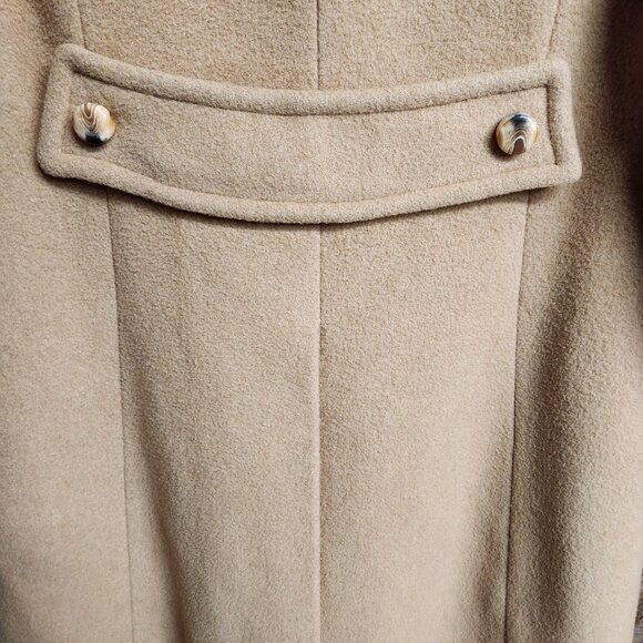 Vintage 100% Camel Hair Union Made Tan Long Coat Trench/Pea Women's with Pockets - Picture 8 of 13